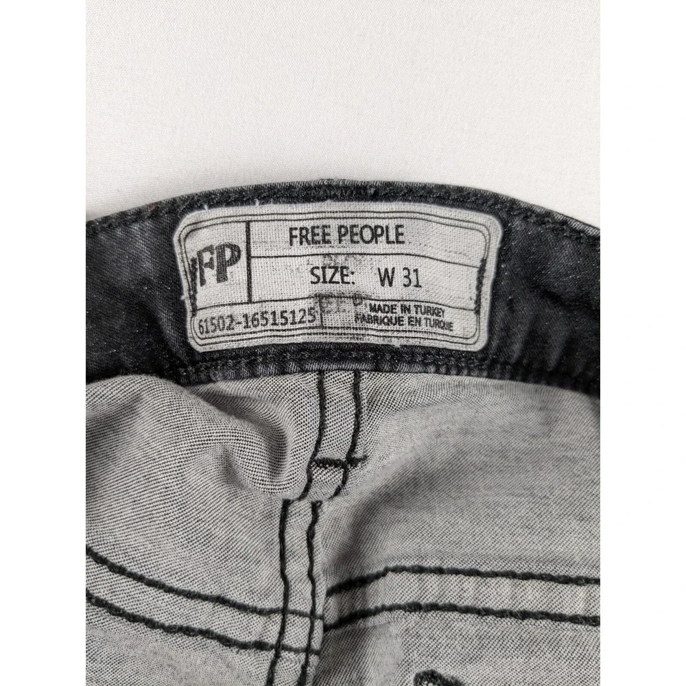 Free People Skinny Jeans Womens Size 31 Black Faded High Rise Stretch‎ Denim